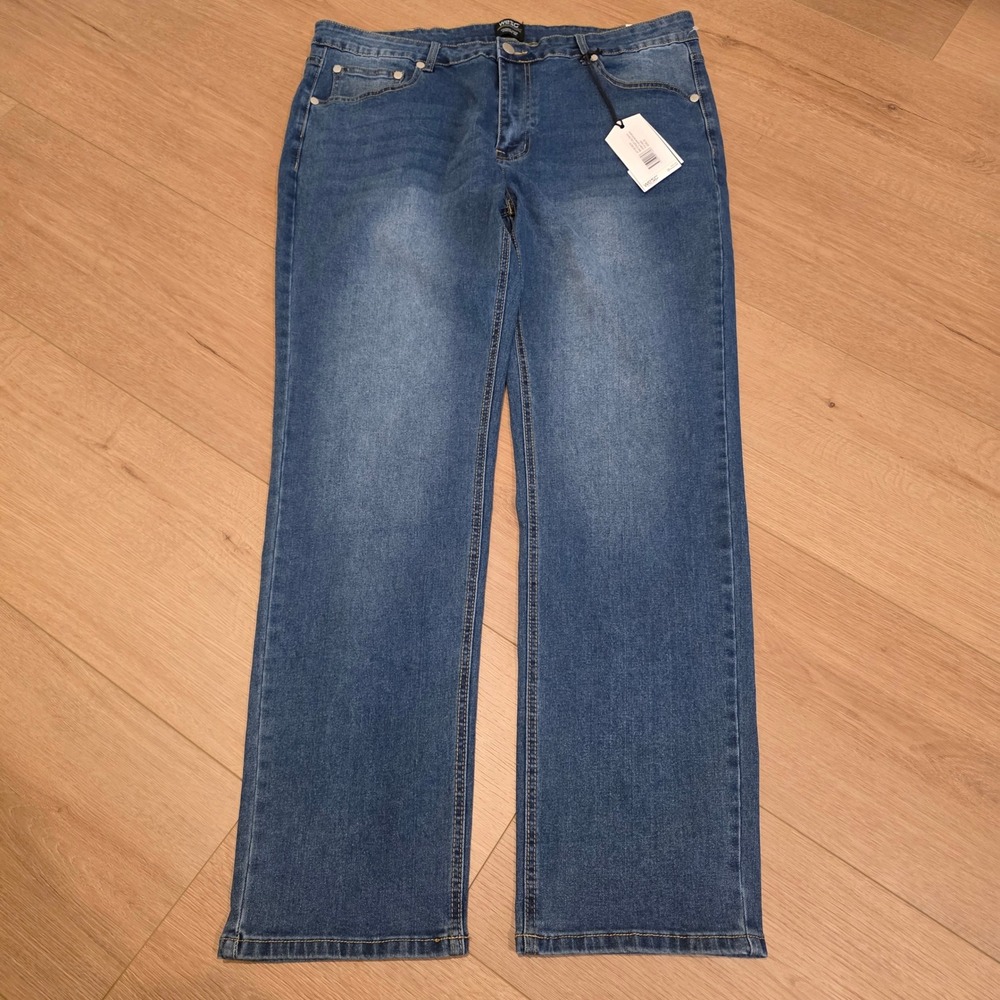 WeSC Bob Straight Leg Denim Jeans Mid Blue Wash 36 x 32 Unisex Fits 39 x 32 NWT